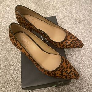 Naturalizer cheetah print kitten heel pumps.